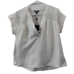 Frye Split Cotton Gauze Henley Top NWT